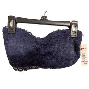 Women's Lace Bandeau Bralette - Black & Co. Navy Small